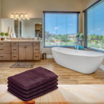 Preview: lot de 4 gants de toilette 100% coton, gant de toilette avec dragonne, marron