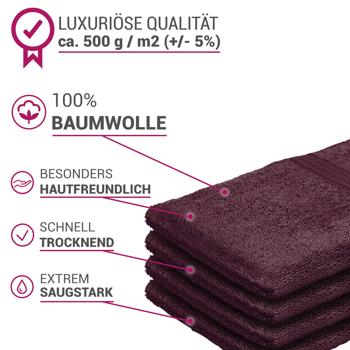 Preview: lot de 4 gants de toilette 100% coton, gant de toilette avec dragonne, marron