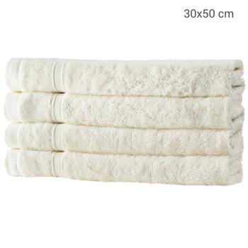 Preview: 4er-Set Gästehandtücher natur - Kuschelweich, saugstark & schnelltrocknend - 50% Bambus, 50% Baumwolle, 30x50 cm, OEKO-TEX 100, antibakteriell