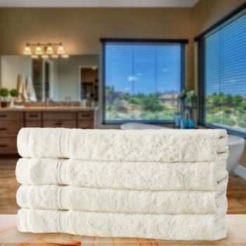 Preview: 4er-Set Gästehandtücher natur - Kuschelweich, saugstark & schnelltrocknend - 50% Bambus, 50% Baumwolle, 30x50 cm, OEKO-TEX 100, antibakteriell