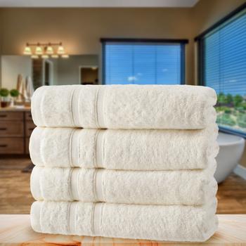 Preview: Lot de 4 serviettes - 50% bambou & 50% coton - Naturel 50x100 cm - Douces, très absorbantes & antibactériennes - Oeko-Tex Standard 100