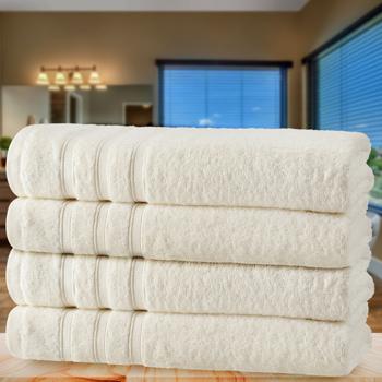 Preview: 4er-Set Duschhandtücher 70x140cm natur - 50% Bambus & 50% Baumwolle - Kuschelweich, saugstark, schnelltrocknend, antibakteriell & OEKO-TEX