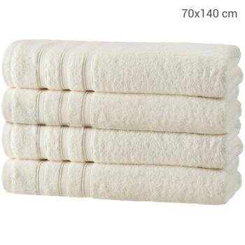 Preview: 4er-Set Duschhandtücher 70x140cm natur - 50% Bambus & 50% Baumwolle - Kuschelweich, saugstark, schnelltrocknend, antibakteriell & OEKO-TEX