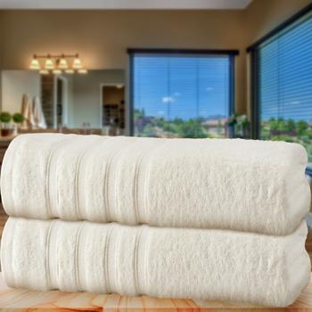 Preview: 2er-Set Saunahandtücher, 50% Bambus & 50% Baumwolle, 70 x 200 cm, natur