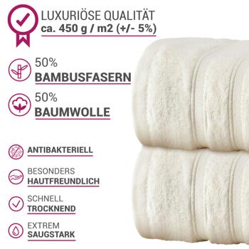 Preview: 2er-Set Saunahandtücher, 50% Bambus & 50% Baumwolle, 70 x 200 cm, natur