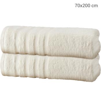 Preview: 2er-Set Saunahandtücher, 50% Bambus & 50% Baumwolle, 70 x 200 cm, natur