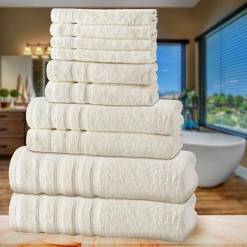 Preview: Handtuchset 12-teilig, 50% Bambus & 50% Baumwolle, natur