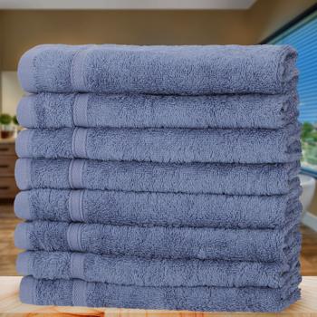 Preview: 8er-Set Gästehandtücher blau - 50% Bambus & 50% Baumwolle - 30x50 cm, 450 g/m² - OEKO-TEX Standard 100 - saugstark, schnelltrocknend, antibakteriell