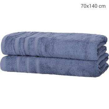 Preview: Serviettes de Douche x2 - Bambou & Coton 70x140cm Bleu - Ultra Douces, Absorbantes, Antibactériennes - Oeko-Tex Standard 100 - 450 g/m²