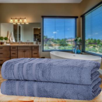 Preview: Serviettes de Douche x2 - Bambou & Coton 70x140cm Bleu - Ultra Douces, Absorbantes, Antibactériennes - Oeko-Tex Standard 100 - 450 g/m²