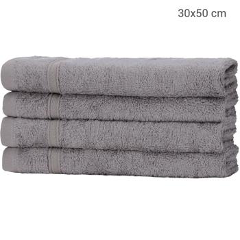 Preview: 4er-Set Gästehandtücher aus Bambus & Baumwolle - Kuschelweich, saugstark & schnelltrocknend - 30x50 cm, grau, OEKO-TEX 100, 450 g/m²