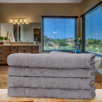 Preview: 4er-Set Gästehandtücher aus Bambus & Baumwolle - Kuschelweich, saugstark & schnelltrocknend - 30x50 cm, grau, OEKO-TEX 100, 450 g/m²