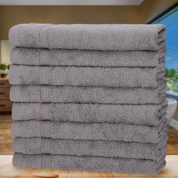 Preview: Lot de 8 Serviettes Invitées - Bambou & Coton, 30x50 cm, Gris - Ultra Absorbantes, Antibactériennes, Oeko-Tex Standard 100 - Douces & Hypoallergéniques