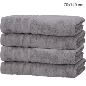 Preview: 4er-Set Duschhandtücher 70x140 cm Grau - Kuschelweich, saugstark & antibakteriell - 50% Bambus 50% Baumwolle - OEKO-TEX Standard 100 zertifiziert