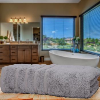 Preview: Serviette de sauna douce et moelleuse - 50% bambou & 50% coton - Gris 70x200 cm - Certifié Oeko-Tex Standard 100 - Antibactérien