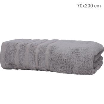 Preview: Serviette de sauna douce et moelleuse - 50% bambou & 50% coton - Gris 70x200 cm - Certifié Oeko-Tex Standard 100 - Antibactérien