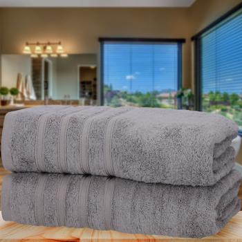 Preview: 2er-Set Saunahandtücher grau - 50% Bambus & 50% Baumwolle - Kuschelweich, saugstark & schnelltrocknend - 70x200cm - Öko-Tex Standard 100