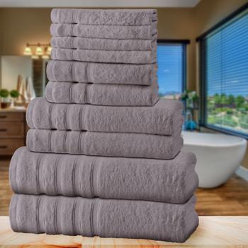 Preview: Set de 12 Serviettes - Bambou & Coton, 450 g/m², Gris - Moelleux, Absorbant, Antibactérien, OEKO-TEX Standard 100