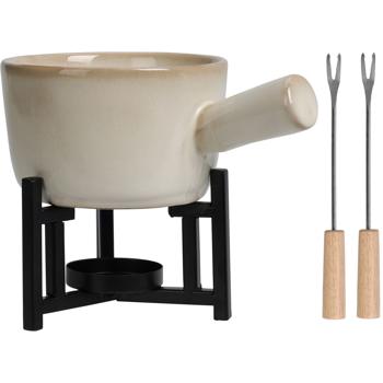 Preview: set di 2 set da fonduta per 1-2 persone, in porcellana e metallo, beige-nero - Con rechaud per tea light e 2 forchette da fonduta - Per formaggio, carne o cioccolato Preview: set di 2 set da fonduta per 1-2 persone, in porcellana e metallo, beige-nero - Con rechaud per tea light e 2 forchette da fonduta - Per formaggio, carne o cioccolato