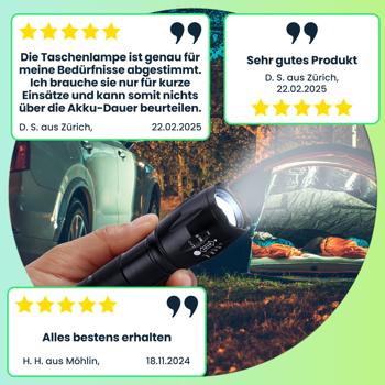 Preview: 2er-Set LED-Taschenlampe & Powerbank - Spritzwassergeschützt IP44, 260 lm, 1.800 mAh Li-Ion-Akku - Outdoor, Notfall & Home Workout Preview: 2er-Set LED-Taschenlampe & Powerbank - Spritzwassergeschützt IP44, 260 lm, 1.800 mAh Li-Ion-Akku - Outdoor, Notfall & Home Workout