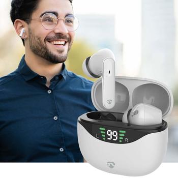 Preview: Écouteurs sans fil Bluetooth 5.3 - Réduction de bruit active (ANC) - Son clair, autonomie 30h, commande vocale Siri/Google, blanc