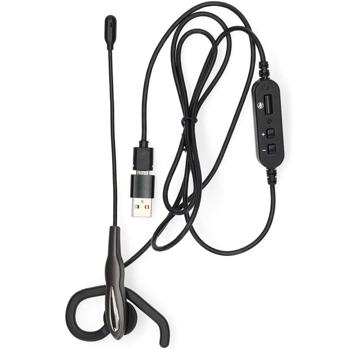 Preview: Casque intra-auriculaire - Crochet auriculaire amovible, micro haute sensibilité pour qualité vocale claire - Compatible PC, tablettes, smartphones