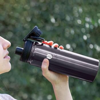 Preview: Set of 4 water bottles, sports bottles, 540 ml each, stainless steel, metallic dark gray color