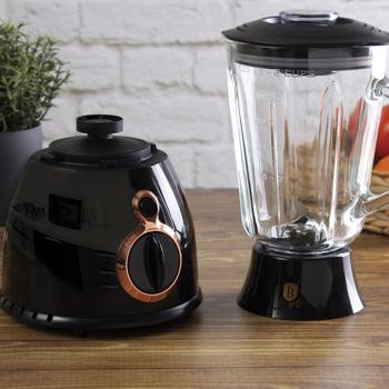 Preview: Design Standmixer 1,5 Liter: Stilvoller 600 Watt Mixer in Schwarz-Roségold mit robustem Glaskrug. Maximale Leistung und ein Highlight in jeder Küche