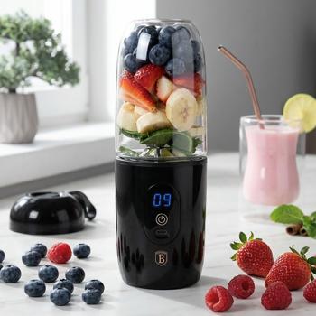 Smoothie to-go blender (USB), 120–130 W, LED display, powerful – black-rose gold, elegant design – smoothies to go – USB mini table blender