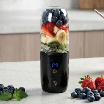 Preview: Smoothie to-go blender (USB), 120–130 W, LED display, powerful – black-rose gold, elegant design – smoothies to go – USB mini table blender