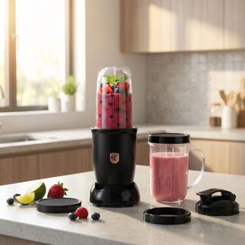 Stylischer Multifunktionsmixer schwarz-rosegold (400W) - Einfache One-Touch-Bedienung, Eis-Crusher - Ideal für Smoothies, Shakes, Suppen & mehr