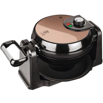 Preview: Stylish rotary waffle iron: powerful 1000 watts, rose gold, for Belgian waffles - for fluffy, perfect waffles like a pro