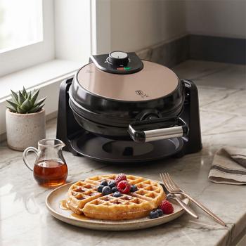 Preview: Stylish rotary waffle iron: powerful 1000 watts, rose gold, for Belgian waffles - for fluffy, perfect waffles like a pro