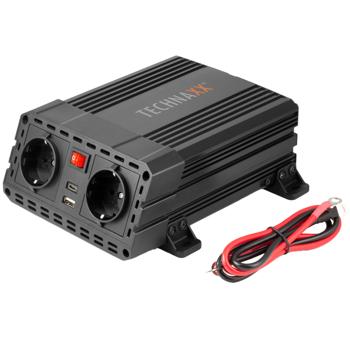 Preview: inverter auto 600/1200W da 12V a 230V - 2 prese e 2 porte di ricarica USB, convertitore di tensione per viaggiare