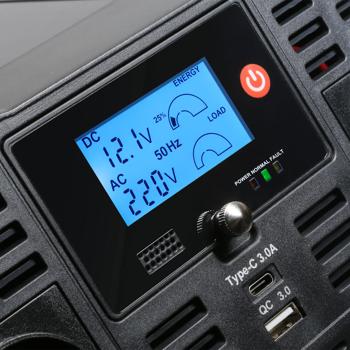 Preview: Inverter professionale per auto da 12V a 230V con 2 prese e USB Quick Charge: alimentatore mobile per il viaggio, potente e versatile