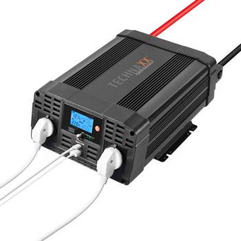 Preview: Inverter professionale per auto da 12V a 230V con 2 prese e USB Quick Charge: alimentatore mobile per il viaggio, potente e versatile