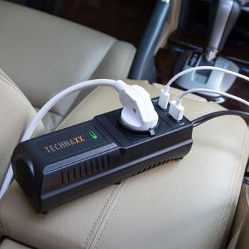 Preview: Potente inverter per auto da 12V a 230V con presa di corrente e 2 porte USB, ideale per l‘auto, il campeggio e i viaggi, per un‘alimentazione affidabile