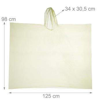 Preview: Emergency rain poncho with hood and sleeves, yellow, approx. 120 cm