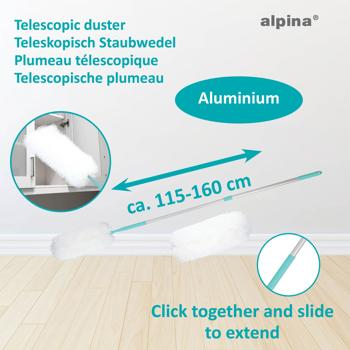 Preview: Set of 2 dusters with telescopic aluminum handle, 115 - 160 cm, white/blue