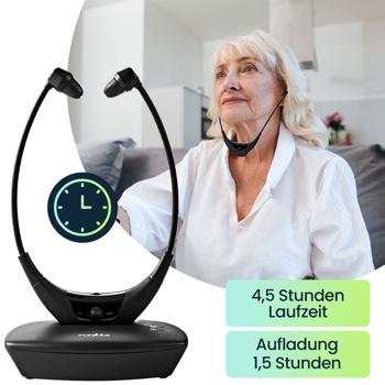 Preview: Kabelloser TV-Kinnbügel-Kopfhörer – leicht, ergonomisch & in Schwarz – klarer Sound, komfortabler Sitz & ideal für ungestörten TV Erlebnis