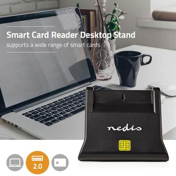 Preview: Lecteur de cartes USB SmartCards - Authentification en ligne rapide et sécurisée - Compatible Windows 7/8/10, USB 2.0, Noir