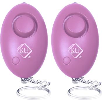 2er-Set Personenalarm - 120dB laut mit LED-Licht & Taschenlampe - Ideal für Selbstverteidigung, Notfall, Kinder & Senioren - Pink - Schlüsselanhänger