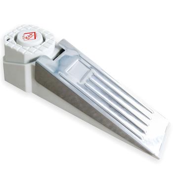 Preview: 2er-Set Türstopper mit 120 dB Alarmfunktion, LED, weiss-grau, batteriebetrieben, robuste Bauweise, für mehr Sicherheit im Alltag