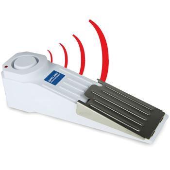 Preview: 2er-Set Türstopper mit 120 dB Alarmfunktion, LED, weiss-grau, batteriebetrieben, robuste Bauweise, für mehr Sicherheit im Alltag