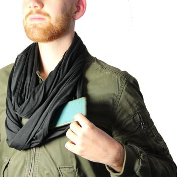 Preview: Sciarpa rotonda con tasca a zip nascosta