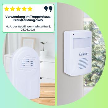 Preview: 2er-Set Kabelloser Funk-Bewegungsmelder mit Klingel, PIR-Sensor, 8m Reichweite. Batteriebetriebener Durchgangsmelder mit Empfänger, einfach installiert