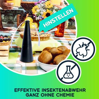 Preview: 4er Akku-Fliegenvertreiber mit 2 Flügeln, tierfreundlicher Fliegenwedler ohne Chemie, Li-Ion Akku, Hinstellen, Aufhängen auf Balkon, Terrasse, im Garten