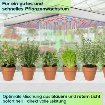 Preview: 2er Professionelle Pflanzen-Wachstumslampe mit 225 LEDs - 250 Lumen, 300x300x35mm – fördert das Wachstum von Pflanzen effektiv & zuverlässig