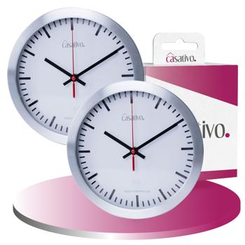Preview: set di 2 Elegante orologio da parete radiocontrollato (Ø 25 cm) con preciso movimento al quarzo - Alloggiamento in alluminio, a bassa rumorosità - Design senza tempo per ogni stanza