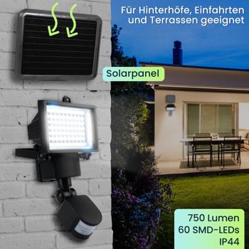 Preview: 2er Solar LED Wand Fluter für aussen, PIR-Sensor 180° , 12 W, besonders helle 750 Lumen, IP44, autark dank Solarpanel, angenehmes weisses Licht Preview: 2er Solar LED Wand Fluter für aussen, PIR-Sensor 180° , 12 W, besonders helle 750 Lumen, IP44, autark dank Solarpanel, angenehmes weisses Licht